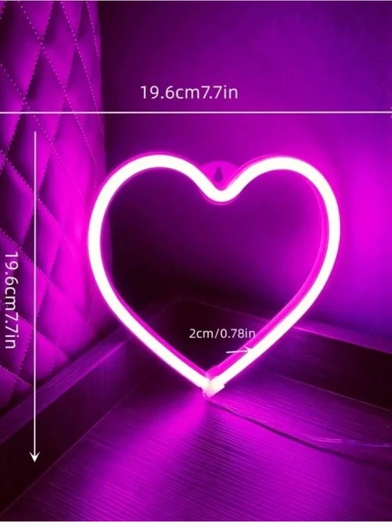 Pink Heart LED Neon Wall Decor - Picture 2 of 2